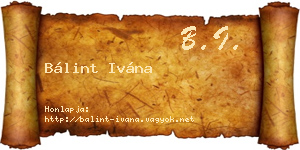 Bálint Ivána névjegykártya